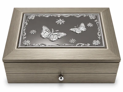 Cutie bijuterie AFAS0278-fluture gri sertar