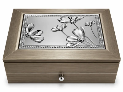 Cutie bijuterie AFAS0278-flori gri sertar